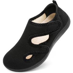 Scurtain Womens Slippers Wide Diabetic Shoes Comfy Neuropathy Bunion Recovery Shoes Casual Walking Shoes Indoor Outdoor Slippers (Black)
