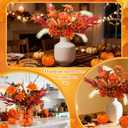 Fall Artificial Flowers for Decoration43Pcs Faux Flowers Arrangement with Dahlia Pampas Grass Mixed Autumn Floral Stems & Mini Pumpkin Vase Filler for Indoor Table Centerpiece Home Dcor (Orange Red)