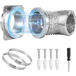 Magnetic Dryer Vent Kit, Quick Connect for 4" Dryers, Save 46 Inches of Space, Strong Magnetic Hold, 3.3FT Hose, Airtight Seal & Reinforced Wall Connector