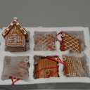 6 Pcs 3D Christmas Clay Dough Gingerbread House Ornaments for Christmas Tree 3.15 Inch Resin Candy House Hanging Vintage Decorations with Rope for Holiday Party New Year Home