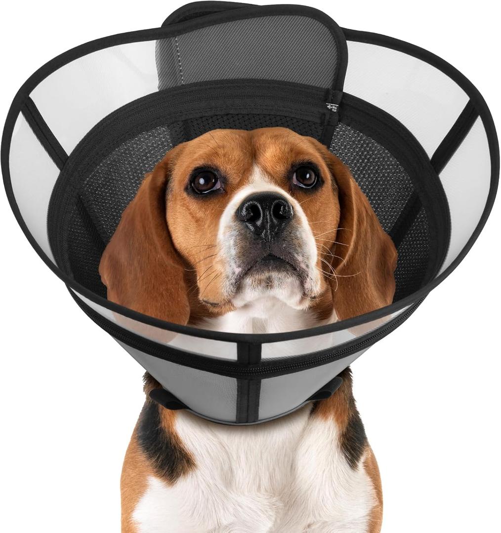 Cone for Dogs Soft Elizabethan Collar for Large, Medium & Small Dogs | Post-Surgery Recovery, Anti-Licking, Adjustable & Lightweight Dog Cone Alternative (Black,M)