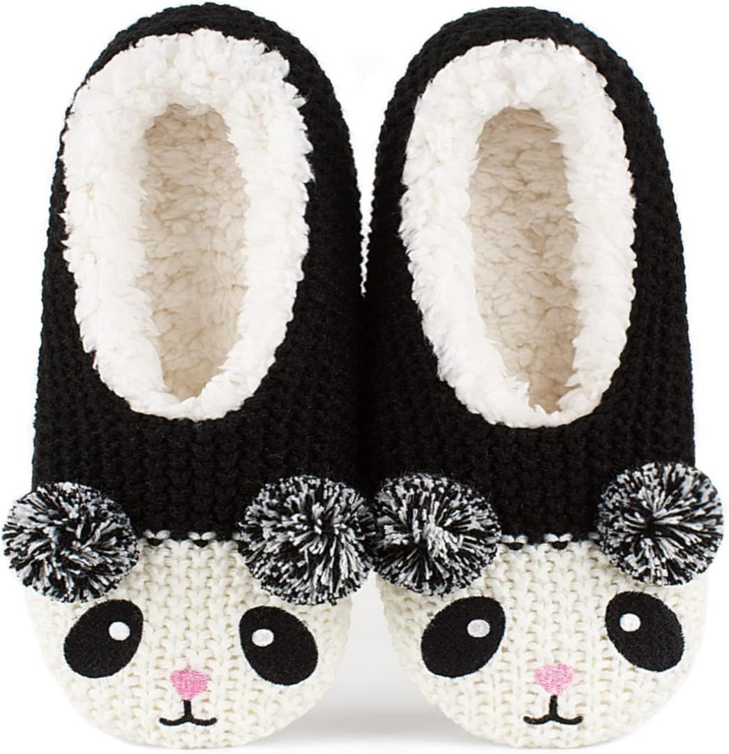 Cute Animal House Slippers, Warm Fuzzy Slipper Socks with Grippers Non Slip, Cozy Funny Gifts (S)