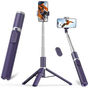 Vimose Phone Tripod & Selfie Stick with Remote, Portable, Lightweight for Video Recording Vlog, Extendable Travel Tripod Stand Compatible with iPhone Android, Purple, 62"
