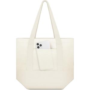 Amylove Canvas Tote Bag with Pockets Duty Canvas Sublimation Blank Small Bag Mini Reusable Tote for Crafts DIY (13" x 11", Natural Color)