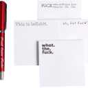 Fresh Outta Fucks Pad and Pen, Snarky Novelty Office Supplies, 4 Funny Sticky Notes and 2 Pen Set,Novelty Pen Desk Accessory Gifts for Friends Co-Workers (4Pad with 2Pen -A)