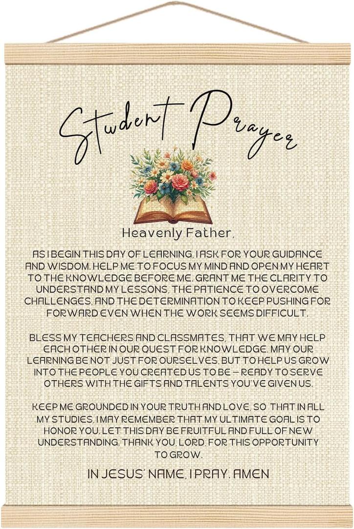 Boat Wades Student Prayer Christian Wall Art Poster Hanger Frame, Back to School Student Gifts Hanging Wall Decor for Classroom School College Dorm Room, 12x16 Inch