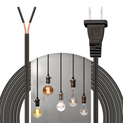 Saysurey Lamp Cord with End Plug Replacement Electric Lamp Wire Clear 18/2 SPT-1 Wire Stripped End Ready for Wiring Repair Part for Table Floor Lighting Fixture(15ft,Brown)