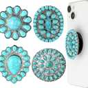 Zonon 4 Pieces Turquoise Western Phone Grip Charm Teardrop Flower for Holder Ring Expandable Collapsible Phone Stand for Smartphones and Tablets(Classic Style)
