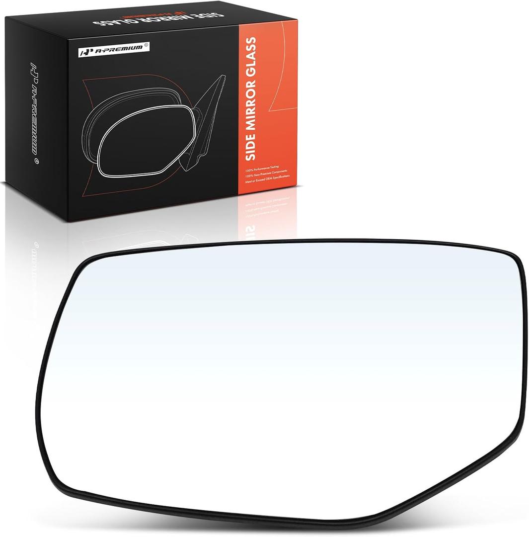 A-Premium Left Driver Side Non-Heated Mirror Glass with Backing Plate - Compatible with Honda Accord 2013 2014 2015 2016 2017 - Exterior Side View Flat Mirror
