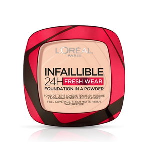 Loreal Paris Infallible 24H Fresh Wear Foundation In a Powder – Full Matte Coverage, Long Lasting, Weightless, 120, 1 Count