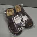 Mens Slip-On Moccasin Slippers, Warm Winter Microsuede House Shoes with Memory Foam, Indoor and Outdoor Loafer Style (Brown)