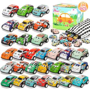 SevenQ Toy Cars for Kids Ages 4-8, 30Pcs Pull Back Cars Playset with Storage Bags, Race Car Party Favors for Toddler Boys Girls Treasure Box Prizes Rewards Mini Toys