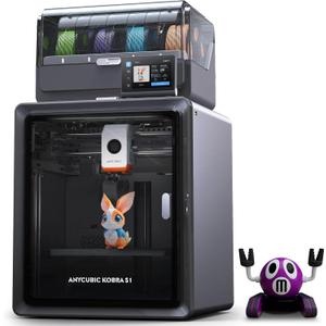 Anycubic Kobra S1 Combo Multicolor 3D Printer with Anycubic ACE PRO, 4 Multicolor, Drying and Printing at the Same Time, 600mm/s Fast Speed with 320 Hotend, Built-in Camera 44dB Quiet 250*250*250mm