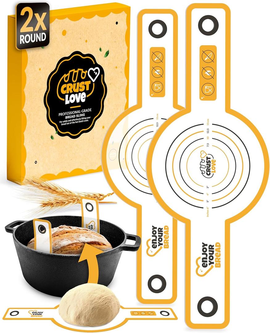 2 PCS Sourdough Silicone Bread Sling Round  Non-Stick Sourdough Sling & Baking Mat, Reusable & Easy to Clean, Heat Resistant to 480F, Dough Mat for Artisan Bread Baking Supplies