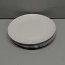 10 inch Wheat Straw Plates, Unbreakable Flat Dinner Plate Set of 8, BPA Free Dishwasher & Microwave Safe Reusable Salad Camping for Kids Kitchen (4 Color) (Blue Green)