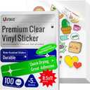 Uinkit 105Sheets Premium 90% Clear Vinyl Sticker Paper for Inkjet Printer - Include 100 Sheets Clear and 5Sheets Glossy Label Waterproof, Dries Quickly Vivid Colors, Holds Ink Well (8.5 x 11"_100 PACK 90% CLEAR & FREE 5 PACK)