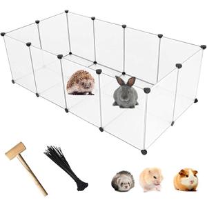 kathson Plastic Pet Playpen,Portable Bunny Fence,Small Animals DIY Metal Enclosure Pen Cage Yard Outdoor & Indoor for Small Rabbit Cat Guinea Pig Hedgehogs Rat(12 Panels/13.8 X 17.7 inches)