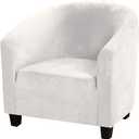 MIFXIN Club Chair Slipcover High Stretch Velvet Tub Chair Cover 1 Piece Spandex Removable Washable Armchair Sofa Couch Furniture Protector for Living Room (Velvet-White)