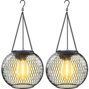 UBright Solar Lanterns Lights Outdoor Waterproof Metal Hanging Solar Powered Lights for Outside Decorative Lanterns for Garden Yard Patio Pathway, Pack of 2 (Warm White)