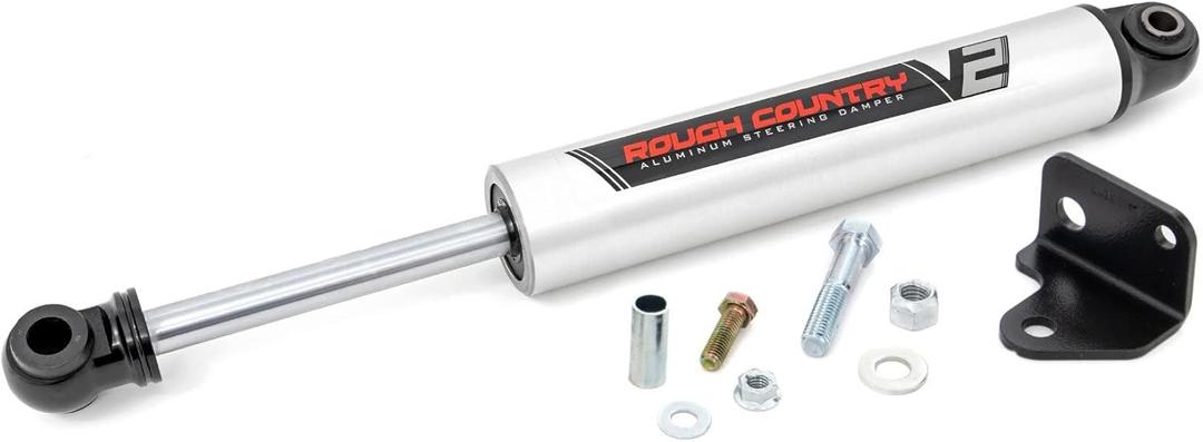 Rough Country V2 Steering Stabilizer for 2007-2018 Jeep Wrangler JK - 8730670