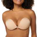 Niidor Adhesive Bra Invisible Silicone Reusable Sticky Bra Strapless Backless Adhesive Bra for Women Wedding Dress Nude (Beige, S)