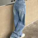 EMMIOL Women Baggy Jeans Trendy Mid-Low Waisted 90s Vintage Denim Pants Baggy Jeans Trouser (Blue, S)