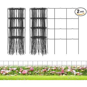 PROWORX Decorative Garden Fence Border Rolls, Total 14 in x 40 ft 2 Pack Metal Folding Flat Wire Fencing for Yard, Black PVC Coated Outdoor Patio Landscape Flower Bed Edging