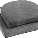 IPYNBAP Chair Cushions for Dining Chairs, Kitchen Chair Cushions, 16'' x 16'' x 2'', Non Slip Indoor Seat Cushions, Chair Pads for Dining Chairs with Ties & Removable Cover, Set of 2, Dark Grey