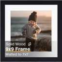 KINLINK 9x9 Picture Frame, Black Square Solid Wood Frames For Pictures 7x7 With Mat Or 9x9 Without Mat, Wall and Tabletop Display Photo Frames Black 1 Pack