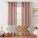 HOMEIDEAS Blush Pink Linen Sheer Curtains 96 Inches Long 2 Panels Textured Dusty Blush Semi Sheer Curtains Farmhouse Curtains Sheer Privacy Window Curtains for Bedroom Living Room