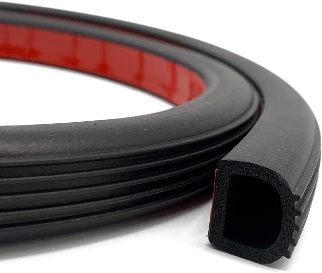 D Shape Rubber Seal Strip, 3/4" Self-Adhesive EPDM Rubber Weather Stripping Gasket for Automotive, Boat, RV Slide Out Seal, Marine, Garage Doors/Window and More, 20Ft