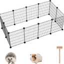 C&AHOME Pet Playpen, Small Animals Supplies, 12 Panels Exercise Playpens Cage, C Grids Portable Yard Fence Indoor, Ideal for Guinea Pigs, Puppy Pet Products, DIY Metal Playpens, 12"  15" Black