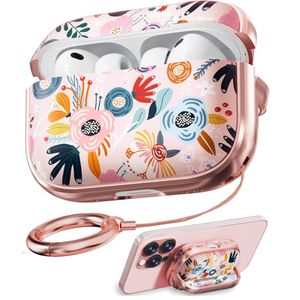 Inesore Pink for AirPods Pro 3 Case 2025 with Lock, for Women Girly Floral Cute Case Compatible with Apple Airpods Pro 3rd Generation Cover, with Phone Stand, Keychain & Cleaner Kit Pink Flower