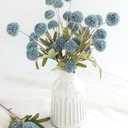 Floroom 5pcs Dusty Blue Faux Silk Mums Artificial Flowers, Bulk Fake Small Mini Chrysanthemums with Stems for DIY Slate Blue Wedding Centerpieces Floral Arrangements Vase Fillers Home Decorations
