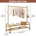 Clothes Rack, Standing 360 Rolling Clothing Rack for Hanging Clothes, Sturdy Metal Garment Racks, Multifunctional Clothes Organizer, Coat Rack for Bedroom Laundry Living Room (Gold, 5914.565inch)