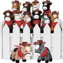 42 Pcs Mini Stuffed Horses Animal 4 Inch Mini Plush Animal with Tiny Cowboy Hats and Bandana DIY Crafts for Dollhouse for Horse Year Adopt a Horse Theme First Rodeo Birthday Party(Dark Color,Stylish)