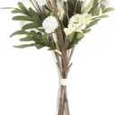 Artificial White Mums Flowers, 5 Pcs Faux Mums Mini Chrysanthemum Flowers Bulk with Stems, Floral Arrangements for DIY Bouquet Home Wedding Table Centerpiece Decor