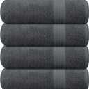 GLAMBURG Premium Cotton 4 Pack Bath Towel Set - 100% Pure Cotton - 4 Bath Towels 27x54 - Ideal for Everyday use - Ultra Soft & Highly Absorbent - Charcoal