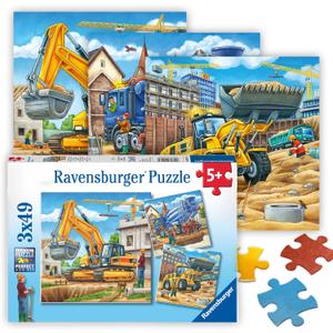 Ravensburger - Large Construction Vehicles - 49 Piece Jigsaw Puzzle 3 Pack Set - Bright Loaders, Trucks & More - Larger Pieces - Premium Quality - Ideal Gift - Screen-Free Fun - Children Age 5+