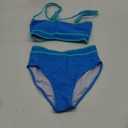 BMJL Women's High Waisted Bikini Sets Sporty Two Piece Swimsuits Color Block Cheeky High Cut Bathing Suits (Blue011) S
