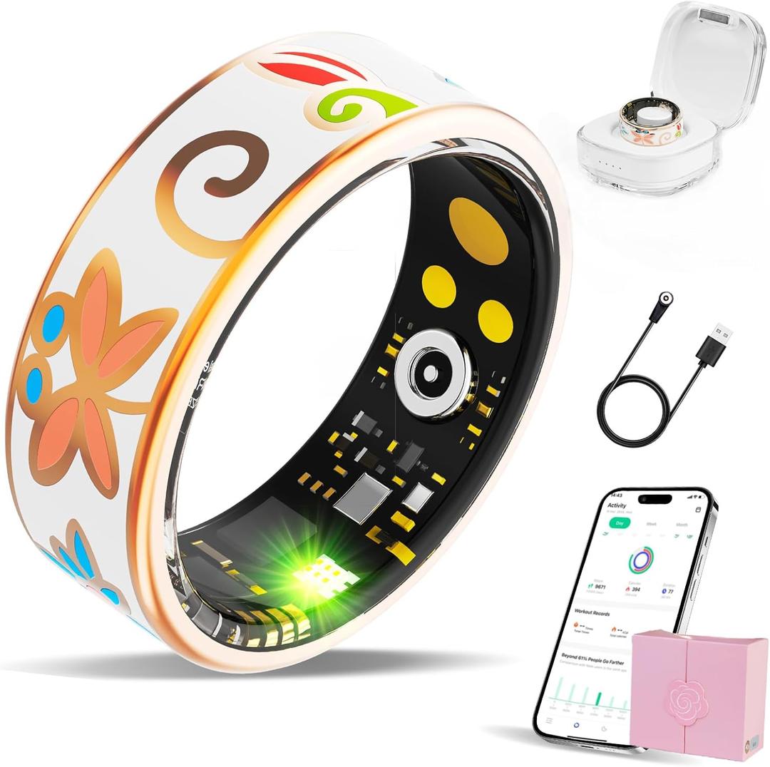 Smart Ring Health Tracker, for men and women, equipped with heart rate monitor, sleep tracker, 8 exercise modes, step counter, 5-7 days battery life, no subscription fee, IP68 waterproof R18 (6)