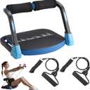 Ab Machine with Resistance Bands for Abdominal Exercise - 3 Levels Adjustable Sit-Up Exercise Equipment for Home Gym, Core & Full Body Workout (Blue)