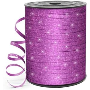 HimBen 500 Yards 3/16" Glitter Curling Ribbon Purple, Balloon String Curly Ribbon 1 Roll for Gift Wrapping, Birthday Wedding Party Festival Decoration, Baby Shower, Art Crafts, Florist Flowers 2Pcs