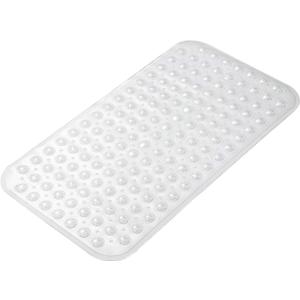 AmazerBath Bath Tub Mat, Medium Size 27.6 x 15 Inches Non-Slip Shower Mats with Suction Cups and Drain Holes, Bathroom Bathtub Mats Machine Washable (Clear)
