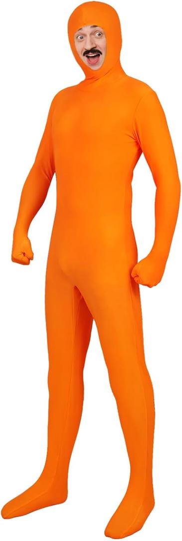 Uisozsfeb Unisex Full Body Spandex Zentai Suit Halloween Costumes Open Face Cosplay Bodysuit for Men and Women, Adults Large