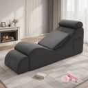 Yoga Chair Lounge, Ergonomic Chaise Lounge Chair with Side Pocket, Headrest, Waist Pad, Ottoman, Perfect for Stretching, Massage, and Relaxation, Used in Living Room, Bedroom