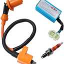 High Performance Racing GY6 Ignition Coil 6 Pin AC CDI Box +3 Electrode Spark Plug Kit for 50cc 125cc 150cc Moped Scooter ATV Go Kart