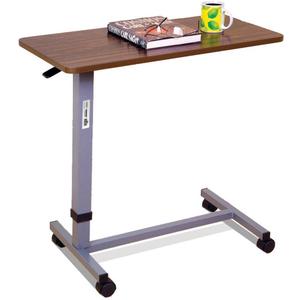 Essential Medical Supply Height Adjustable Automatic Overbed Table - Woodgrain Top with Locking Wheels, Perfect for Hospital and Home Use - Table for Easy Access and Convenience for Adults and Seniors