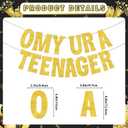 2 x Omy Ur A Teenager Gold Glitter Banner, 13 Birthday Girl Decorations, Teenager Birthday Banner, 13th Birthday Decorations For Girls