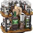 Lazy Susan Organizer Spice Rack - Spice Organization for Cabinet Height Adjustable Rotating Lazy Turntable, Pantry Kitchen Wood Revolving Seasoning Organizer (12 Inch)